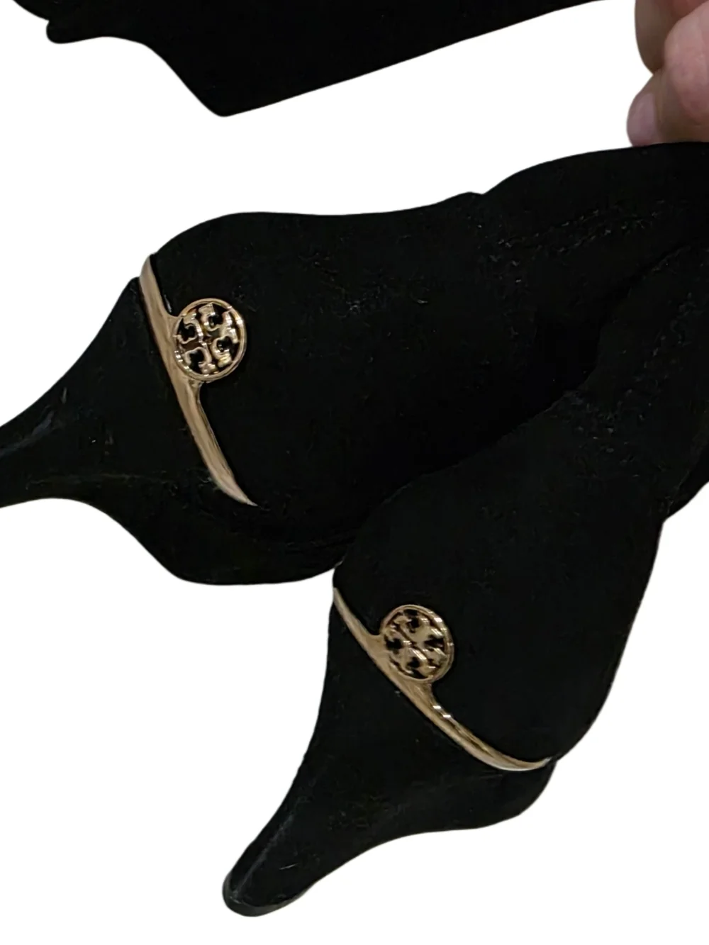 Tory Burch Hendin Black Suede Knee-High Wedge Boots